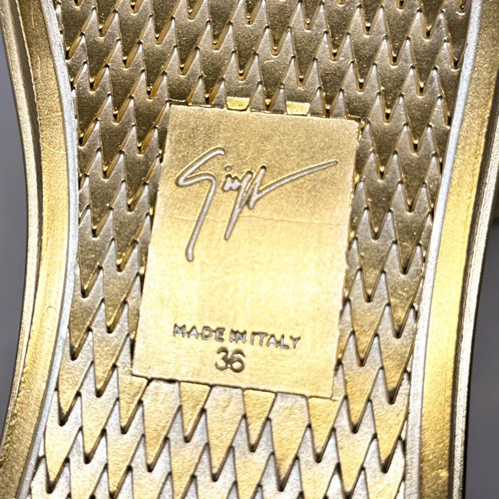 NEW Giuseppe Zanotti Blabber Gummy Chrome Gold Leather Platform Dad Sandals 36 - Image 10