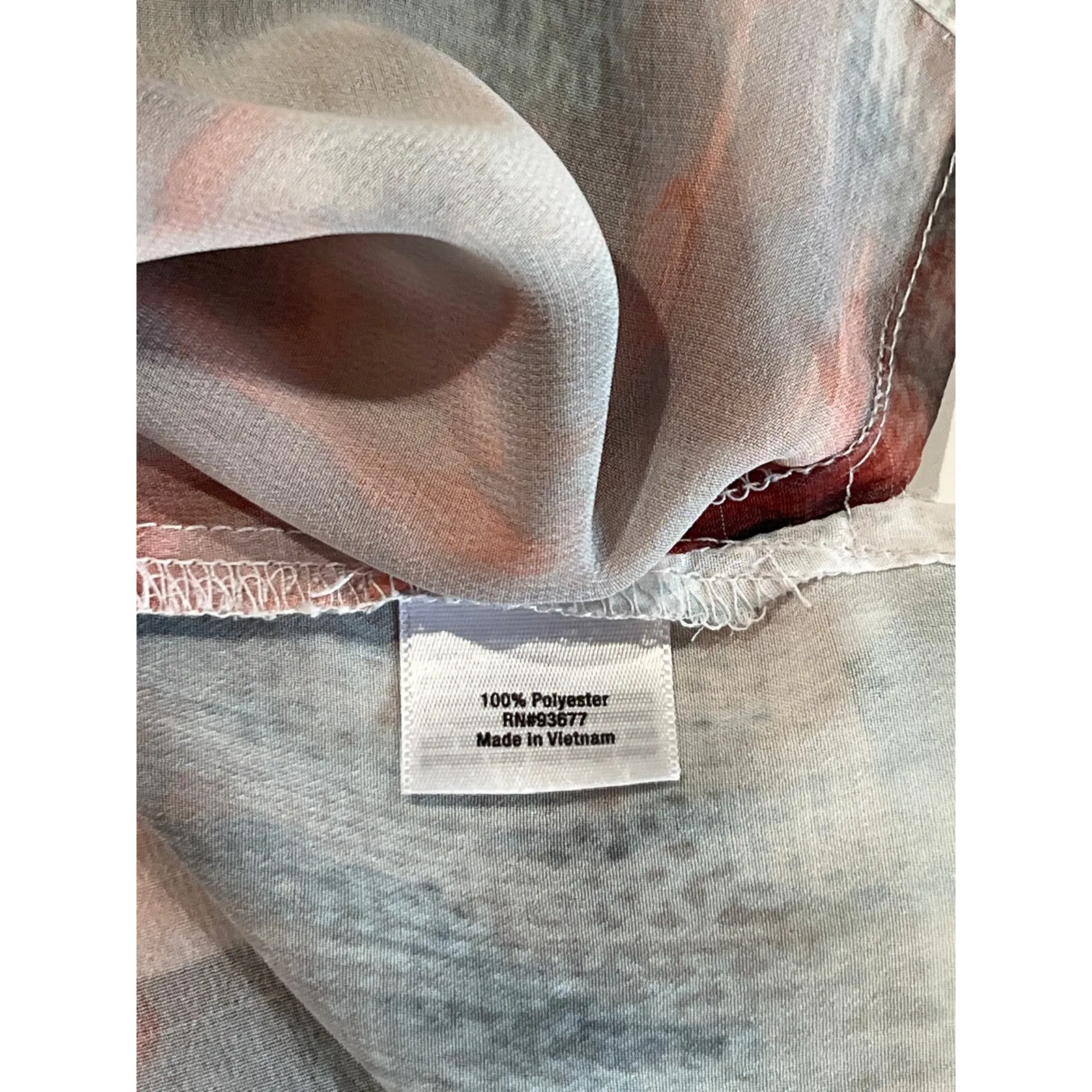 Sheer Graphic "Ice Dye" Printed Blouse Womens Size M Convertible Sleeve Festival - Image 7