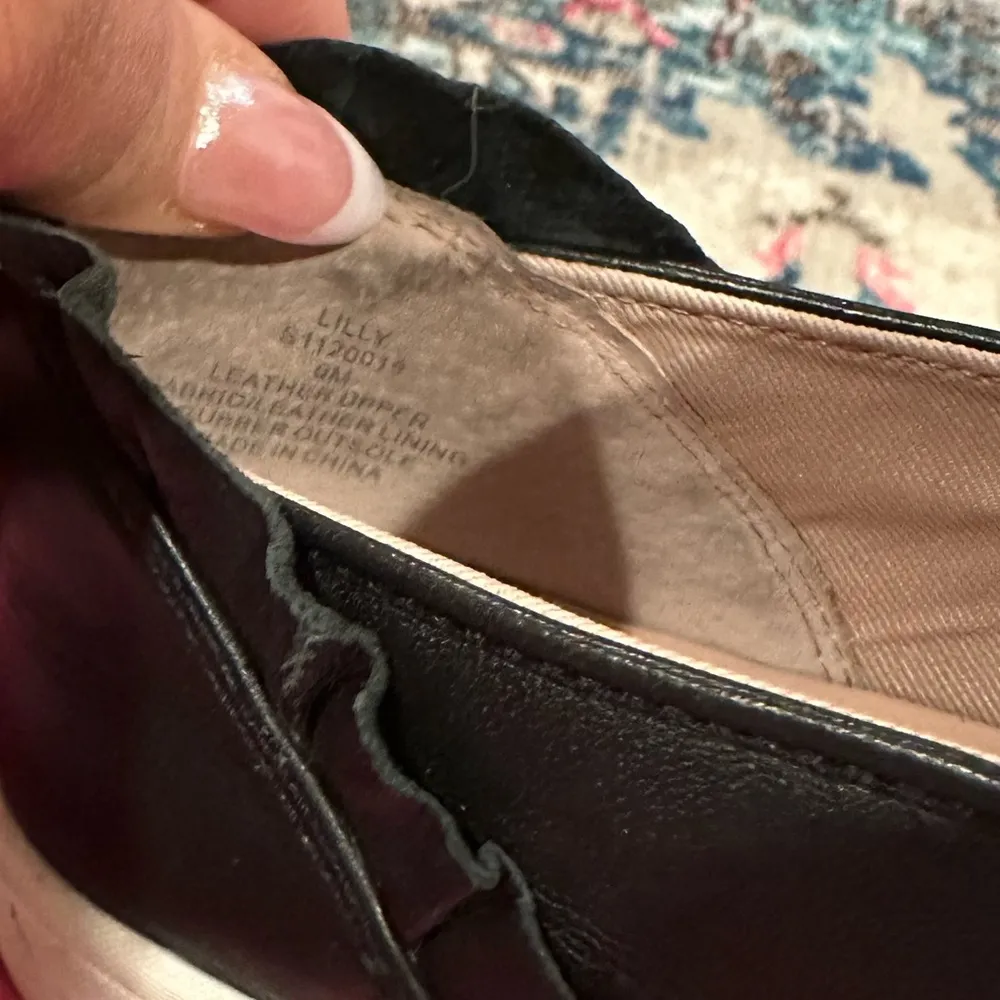 KATE SPADE LILLY RUFFLE TRIM LEATHER BLACK WHITE SLIPON RUFFLE SNEAKER SHOE 9 - Image 8