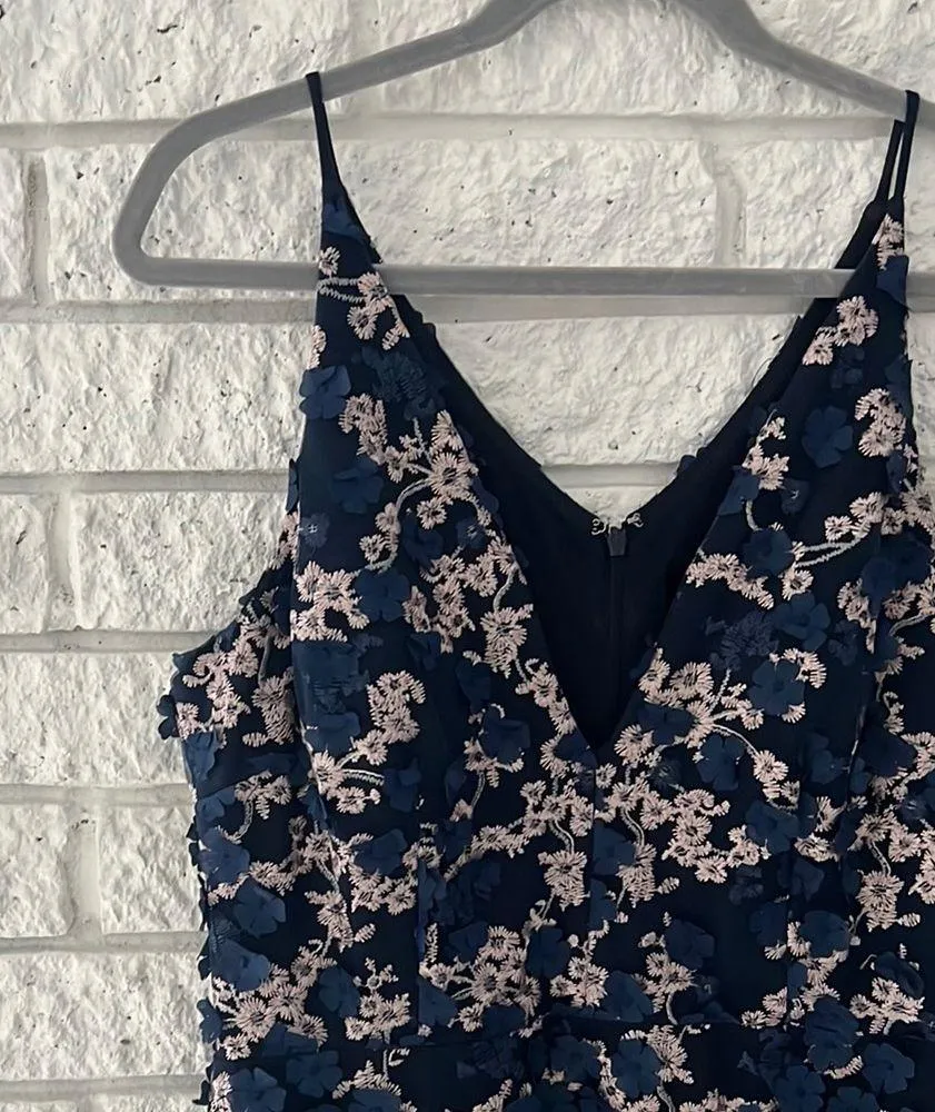 Xscape Floral Lace Navy Dress - Image 3