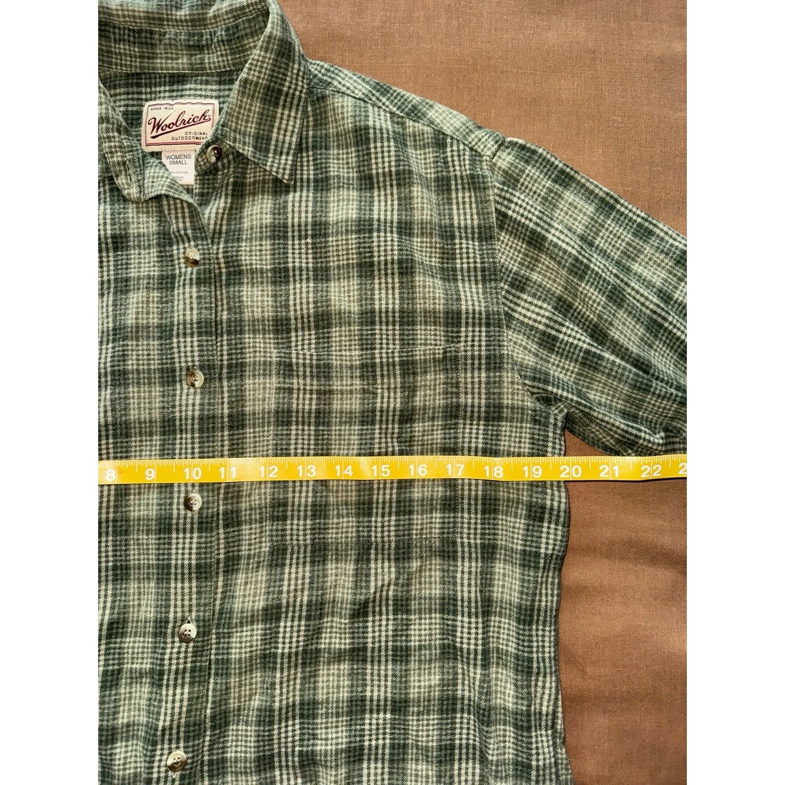 Woolrich Womens Plaid Flannel Long Sleeve Button Up Shirt Green Sz Small - Image 4