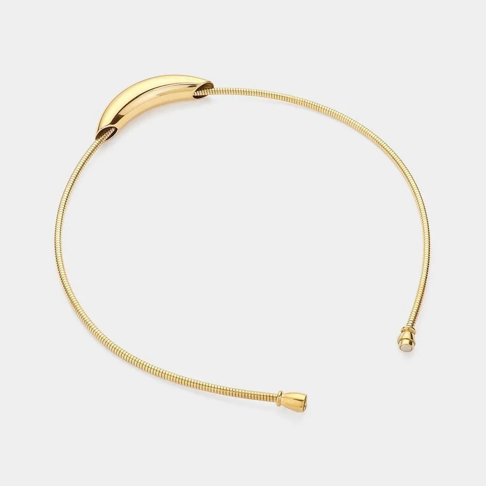 NWT Blanche & Co. choker. Sliding puffed sliver moon. 16” long Gold - Image 2