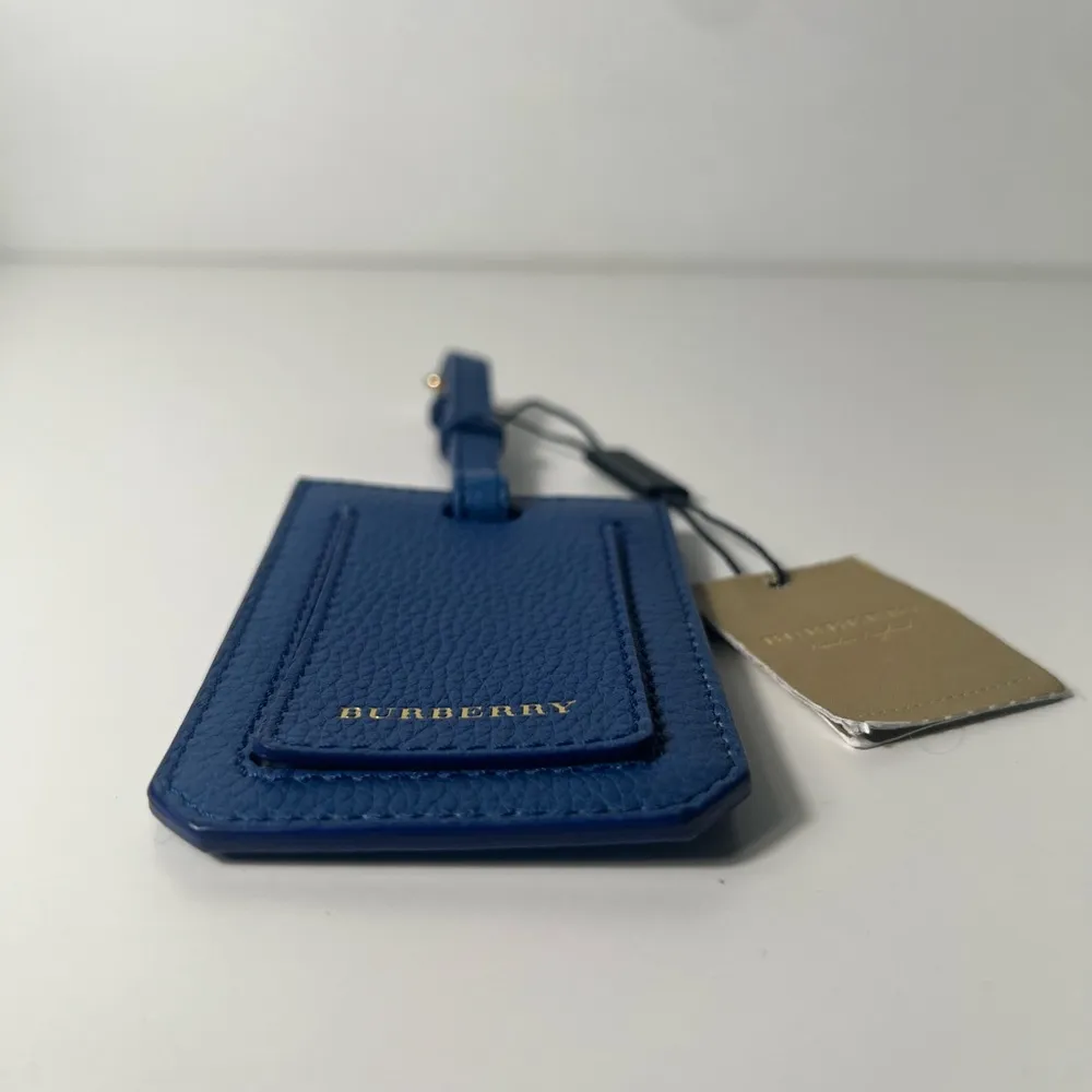Burberry Bright Navy Leather Luggage Bag Travel Suitcase Tag Keychain - Image 4