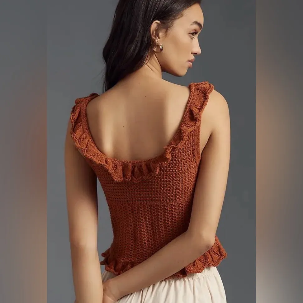 Anthropologie Pilcro Ruffled Sweater Tank Top Sz XXS - Image 2