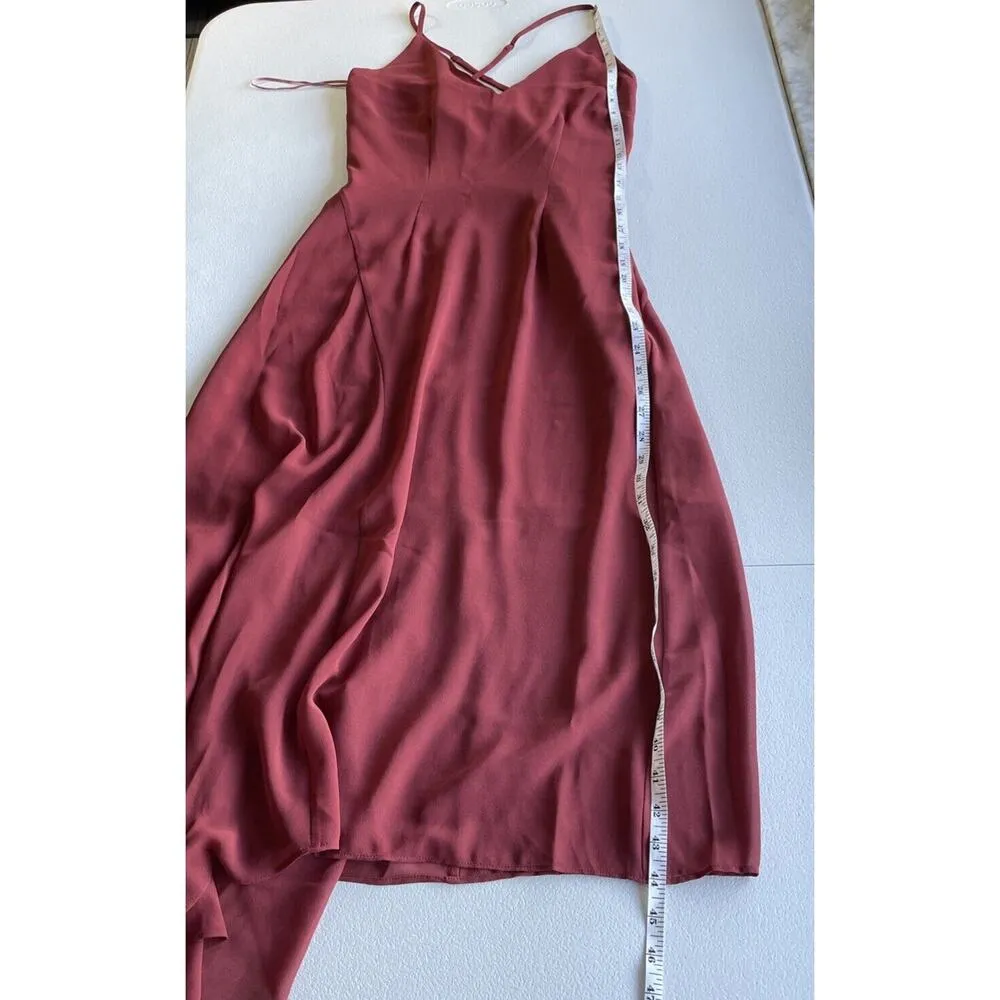 Keepsake Womens Junior Sz S Fit & Flare Dress V-Neck Strappy Asymmetrical Hem - Image 11