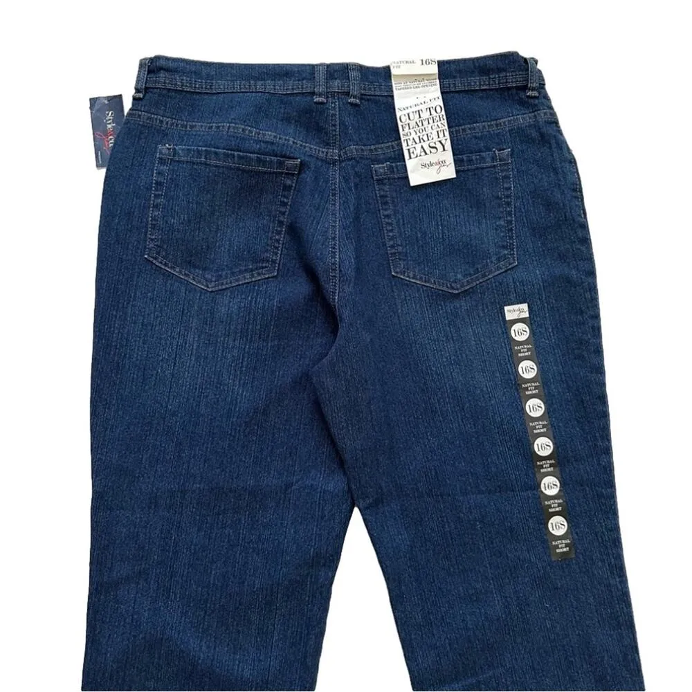 Style & Co Jeans Natural Fit High Rise Tapered Leg Denim Jeans Size 16 Short NEW - Image 6