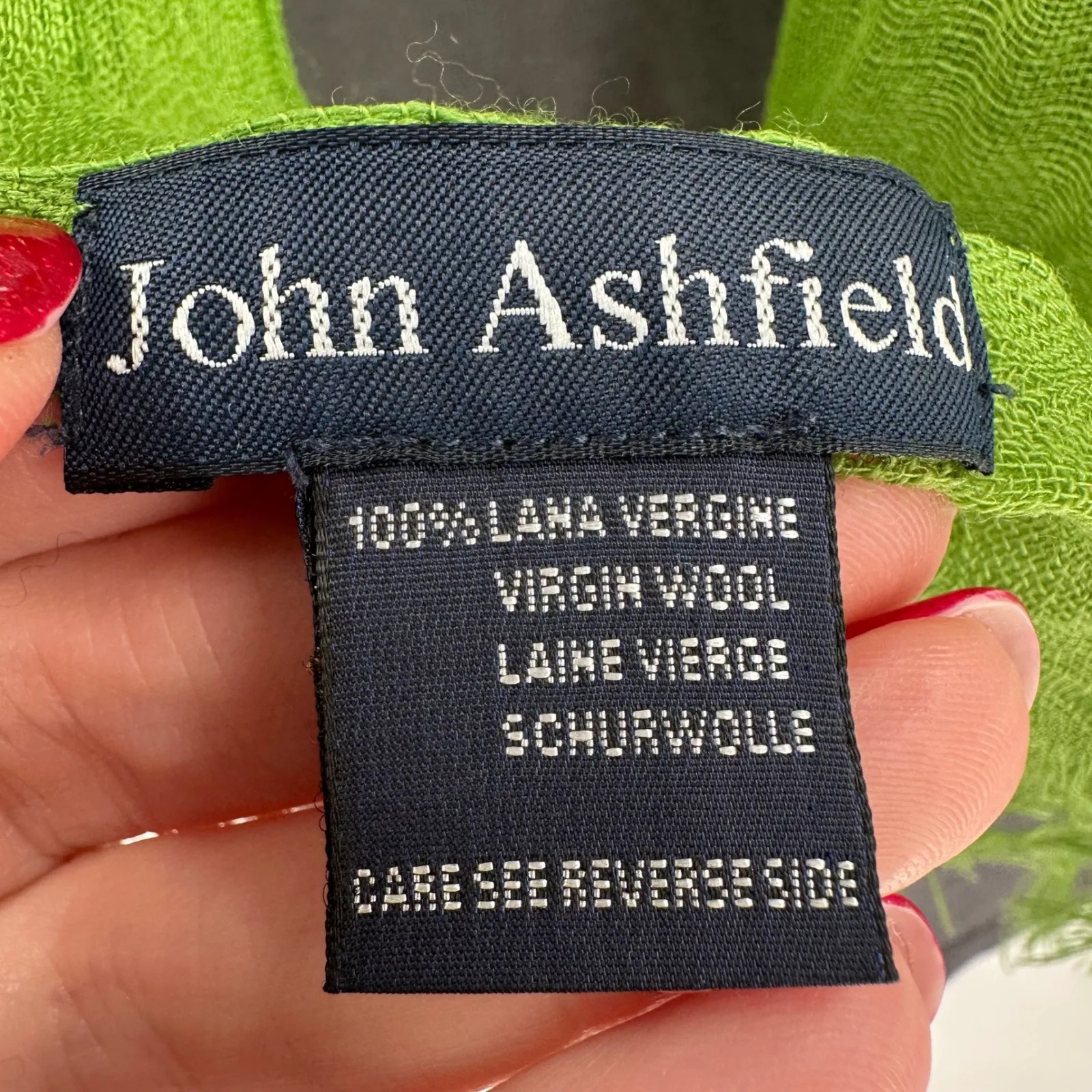 John Ashfield Green 100% Virgin Wool Scarf Lightweight Fringed Kelly Green Gaizy - Image 2