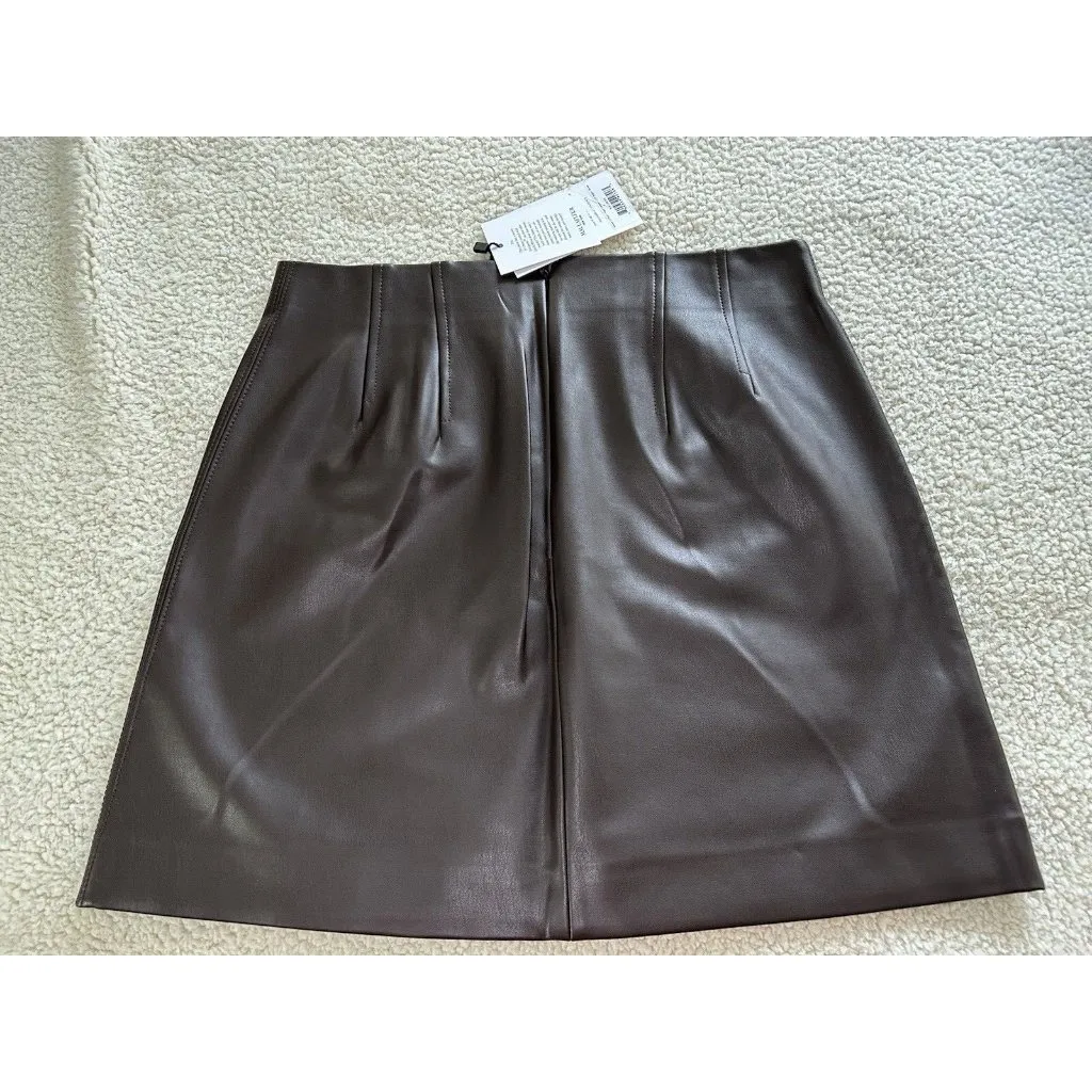 MM Lafleur $195 Women's Whitney Vegan Leather Brown Mini Skirt Size 8 - Image 4