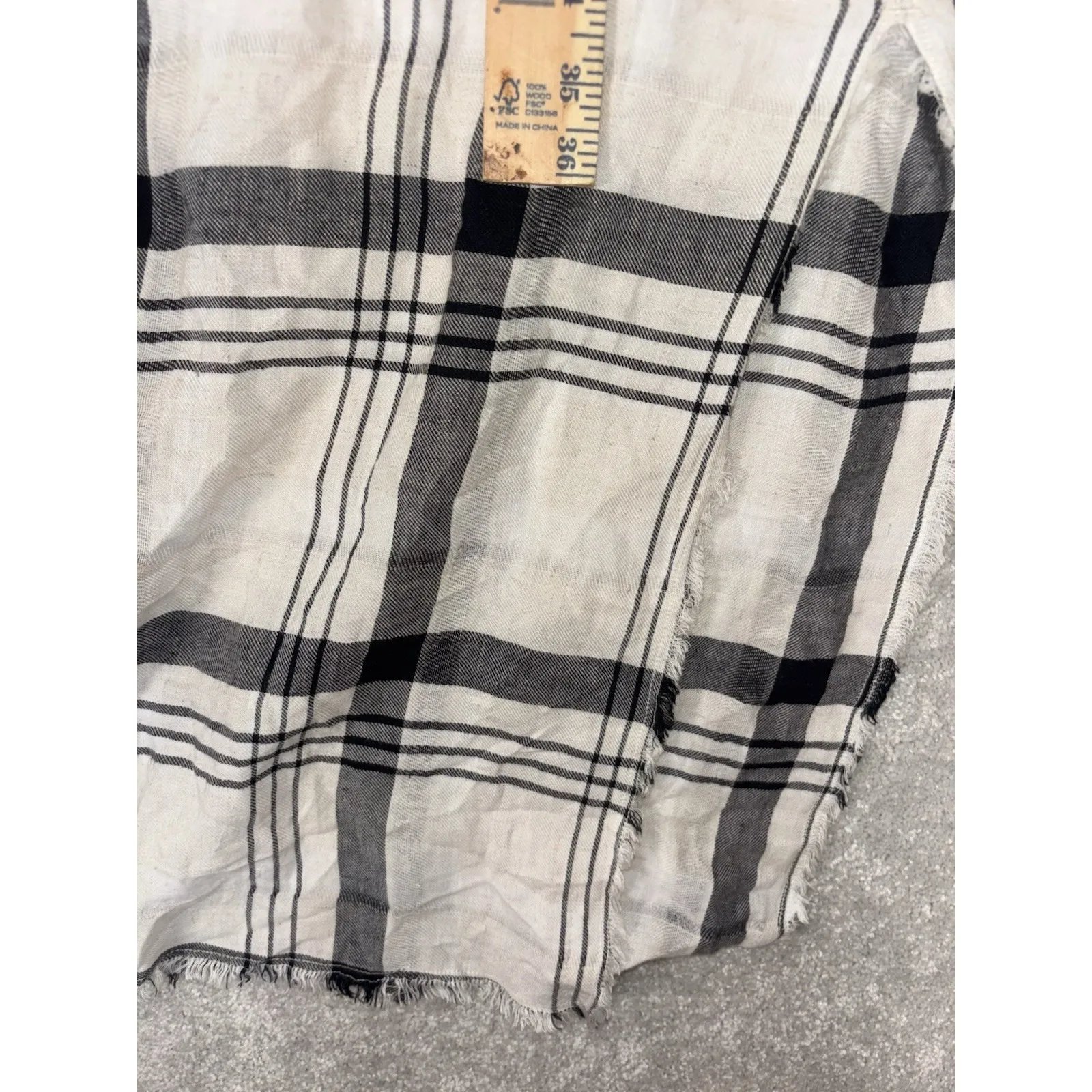 Anthropologie Cloth & Stone Hannah Shirtdress M Plaid Short Sleeve Belted White - Image 9