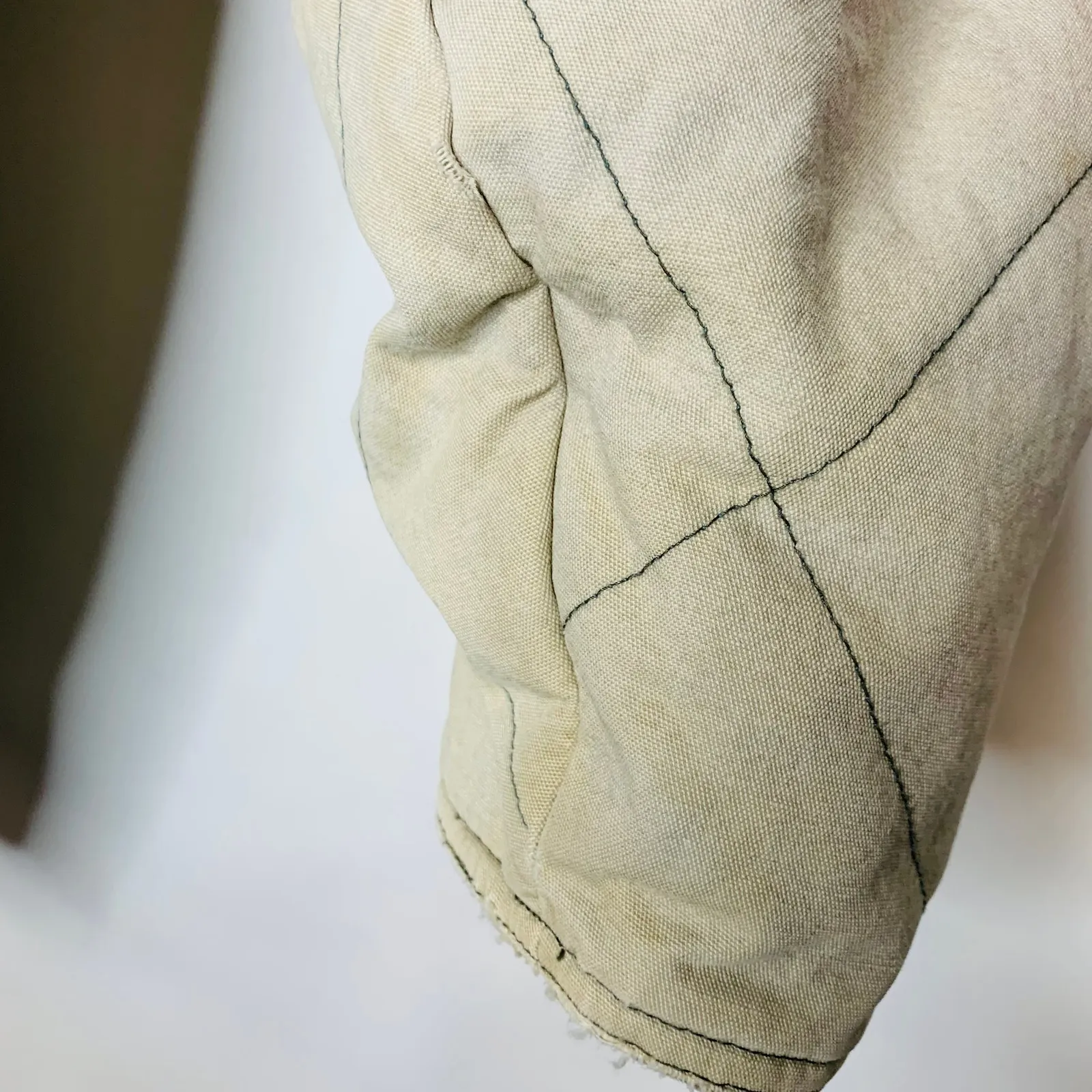 Vintage Fisherman Core Heavy Canvas Coat Tan Blue Sz Medium Hooded - Image 8