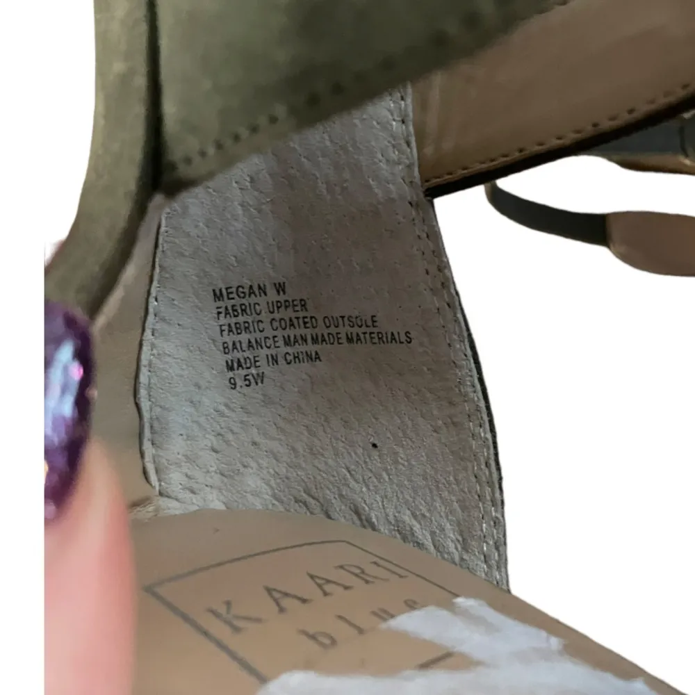 Kaari Blue Megan Olive Faux Suede Strappy Wedge 9.5 - Image 5