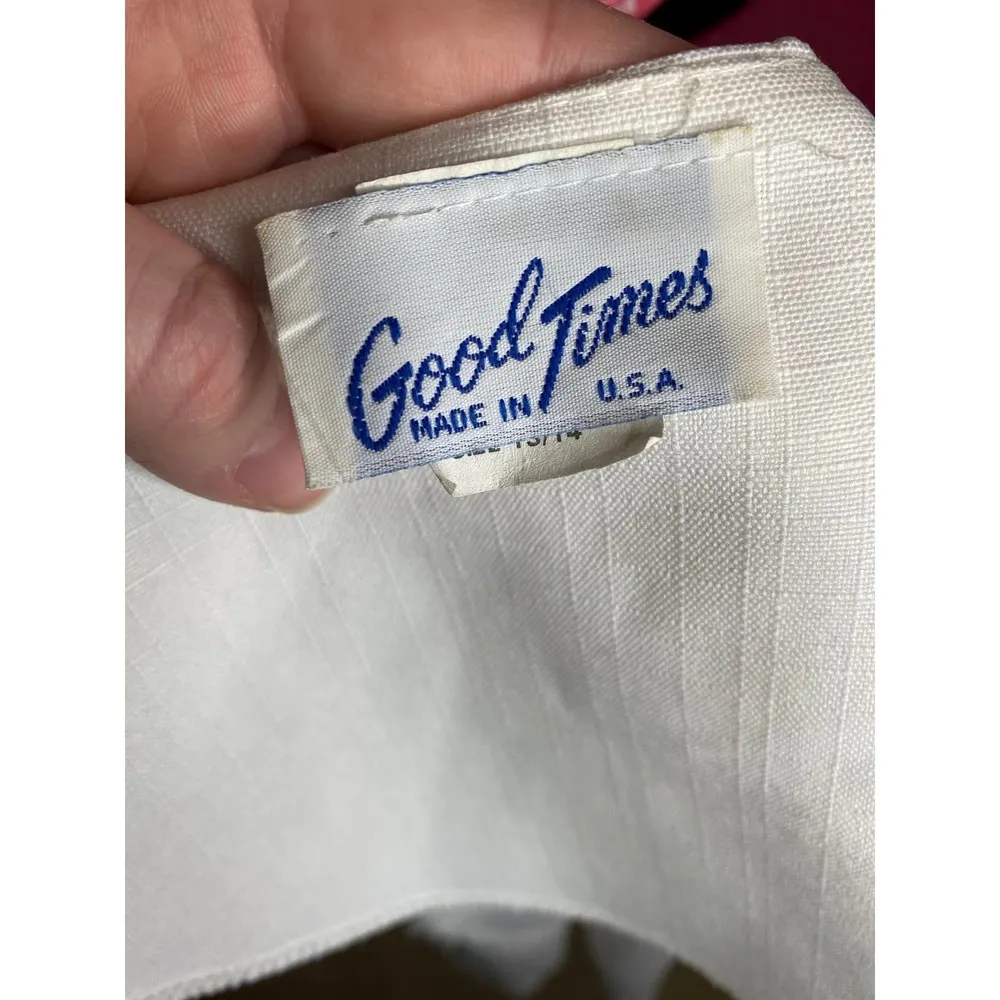 blazer 1980s white embroidered navy lapel Size L - Image 11