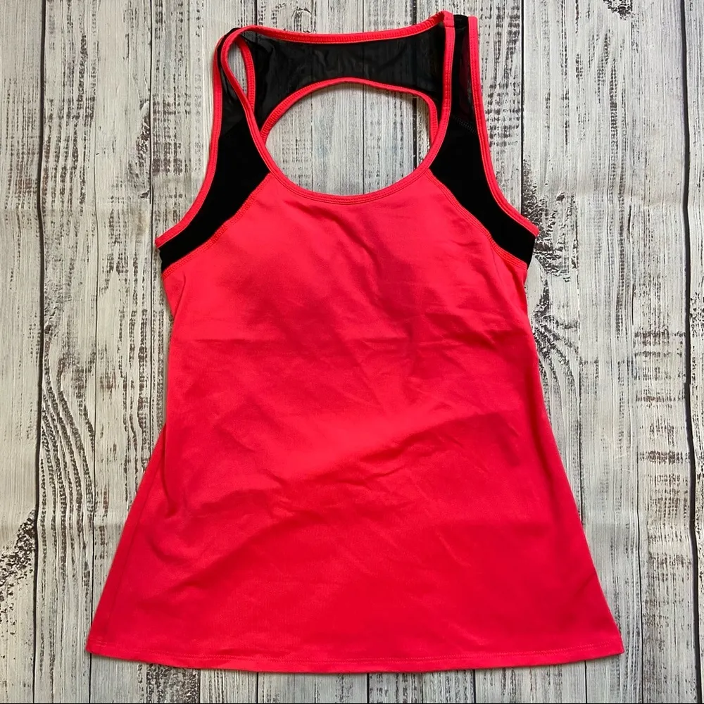 Fabletics Pink/Red with Black Mesh Gulf Tank Top.  Size Small. - Image 3