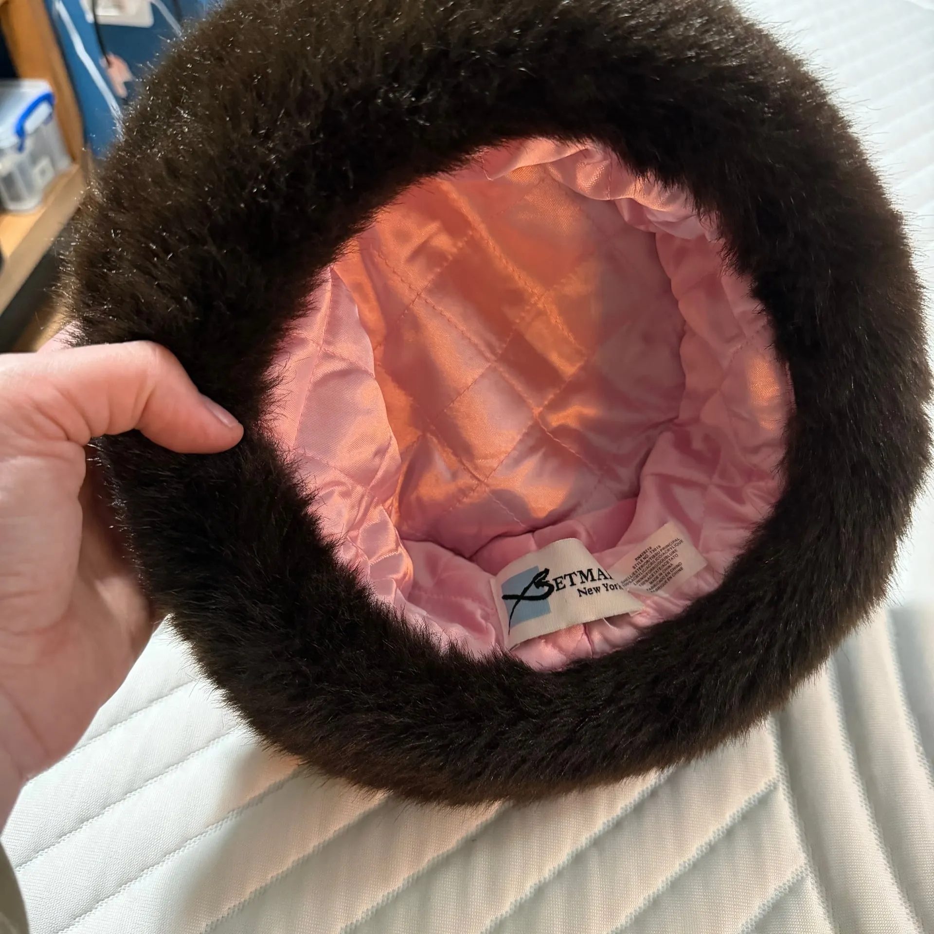 Vintage BETMAR NEW YORK Chocolate Brown Faux Fur Bucket Style Hat - Image 3