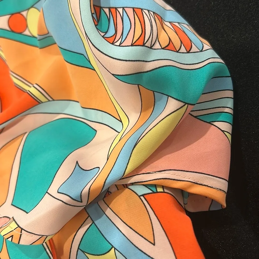 Colorful Geometric Print Dress Orange Size L - Image 6