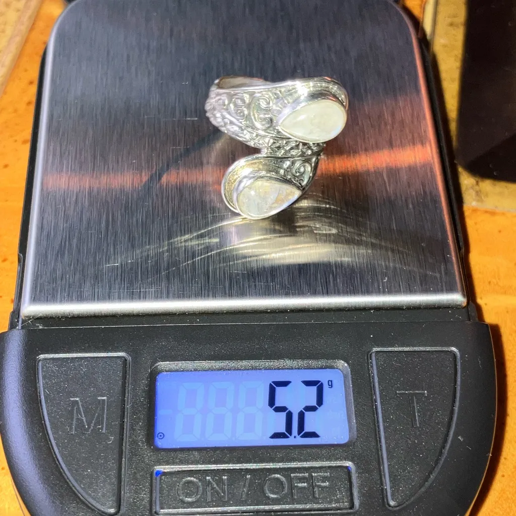 Natural Rainbow Moonstone Sterling Silver Ring Size 6 - Image 9