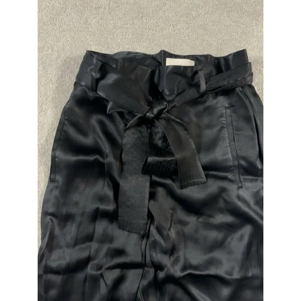aritzia wilfred satin pants tie‎ belt black size 6 EUC - Image 2