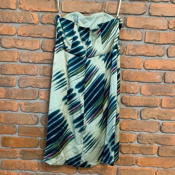 The Limited Women's Y2K‎ Silk Strapless Mini Sheath Cocktail Dress Green Size 10 - Image 2