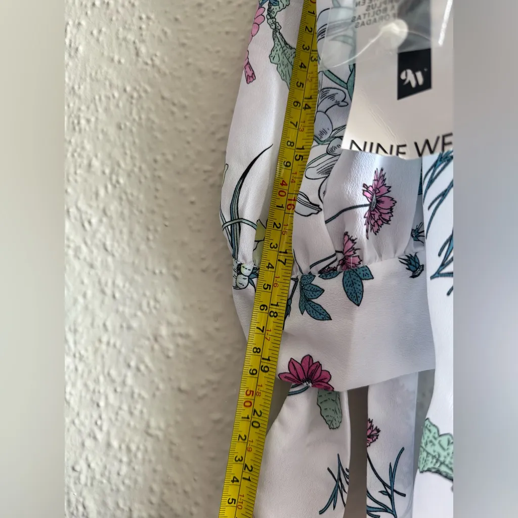 Nine West Floral Print Blouse Size L – 3/4 Sleeve Tie Cuffs - Image 11