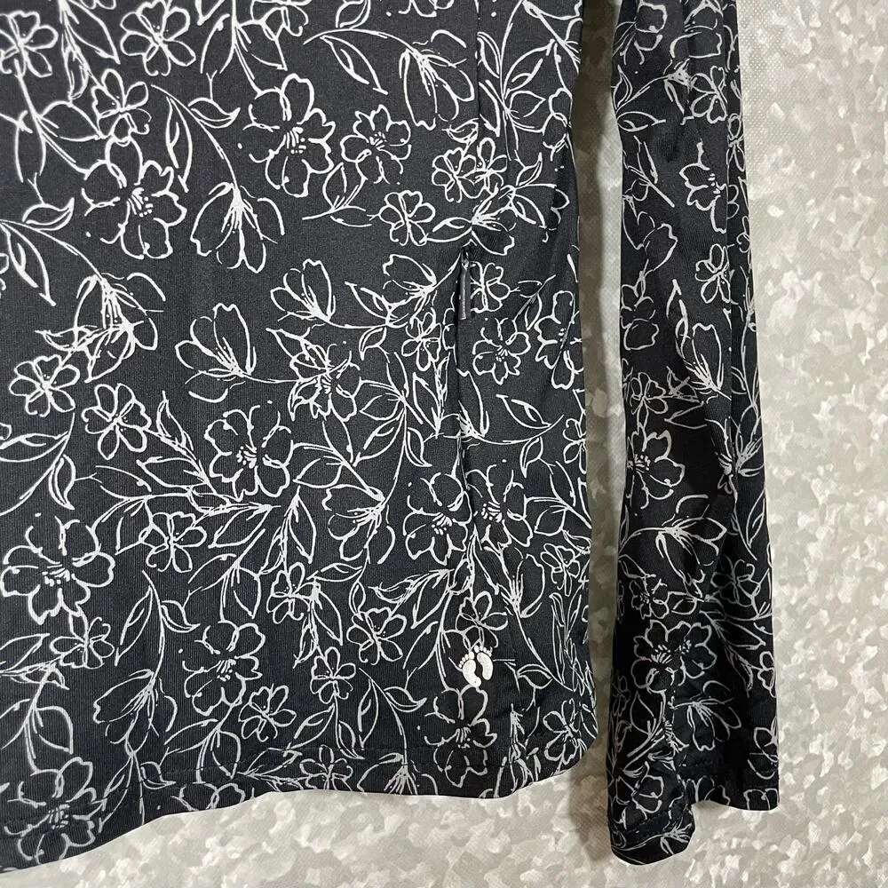 Hang Ten Women's Black Floral Quick-Dry UPF 50+ Top - Size Medium - Gorpcore - Image 4
