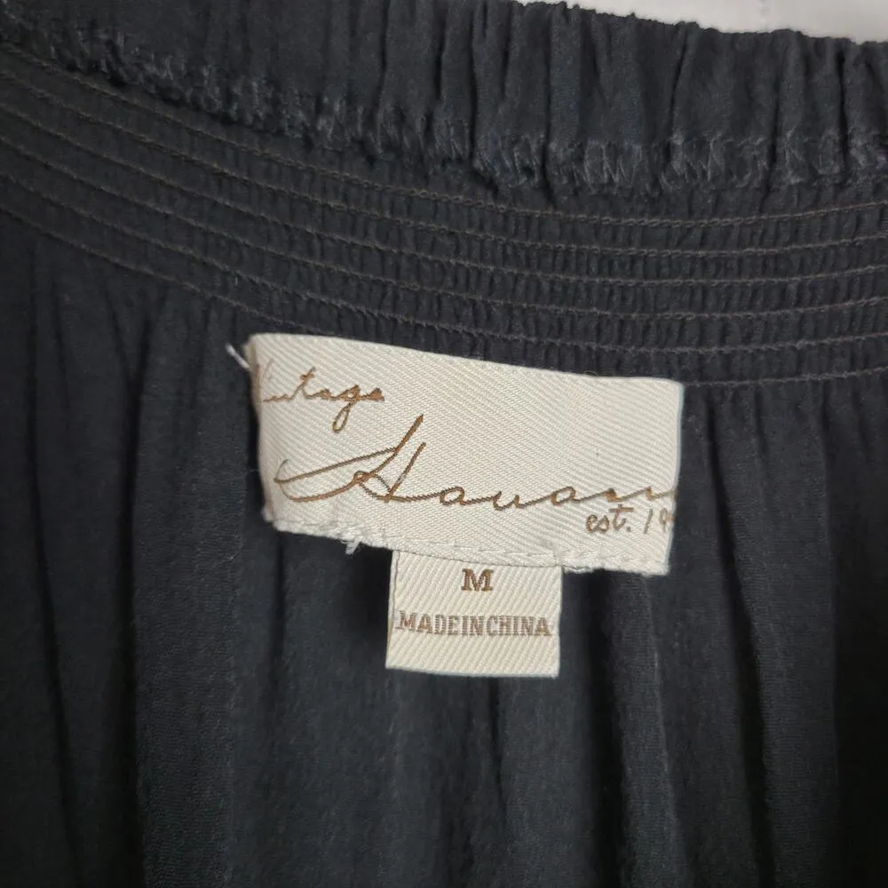 Vintage Havana Women Dress Size S Black Off Shoulder Crochet Tassel Fringe Hem - Image 2