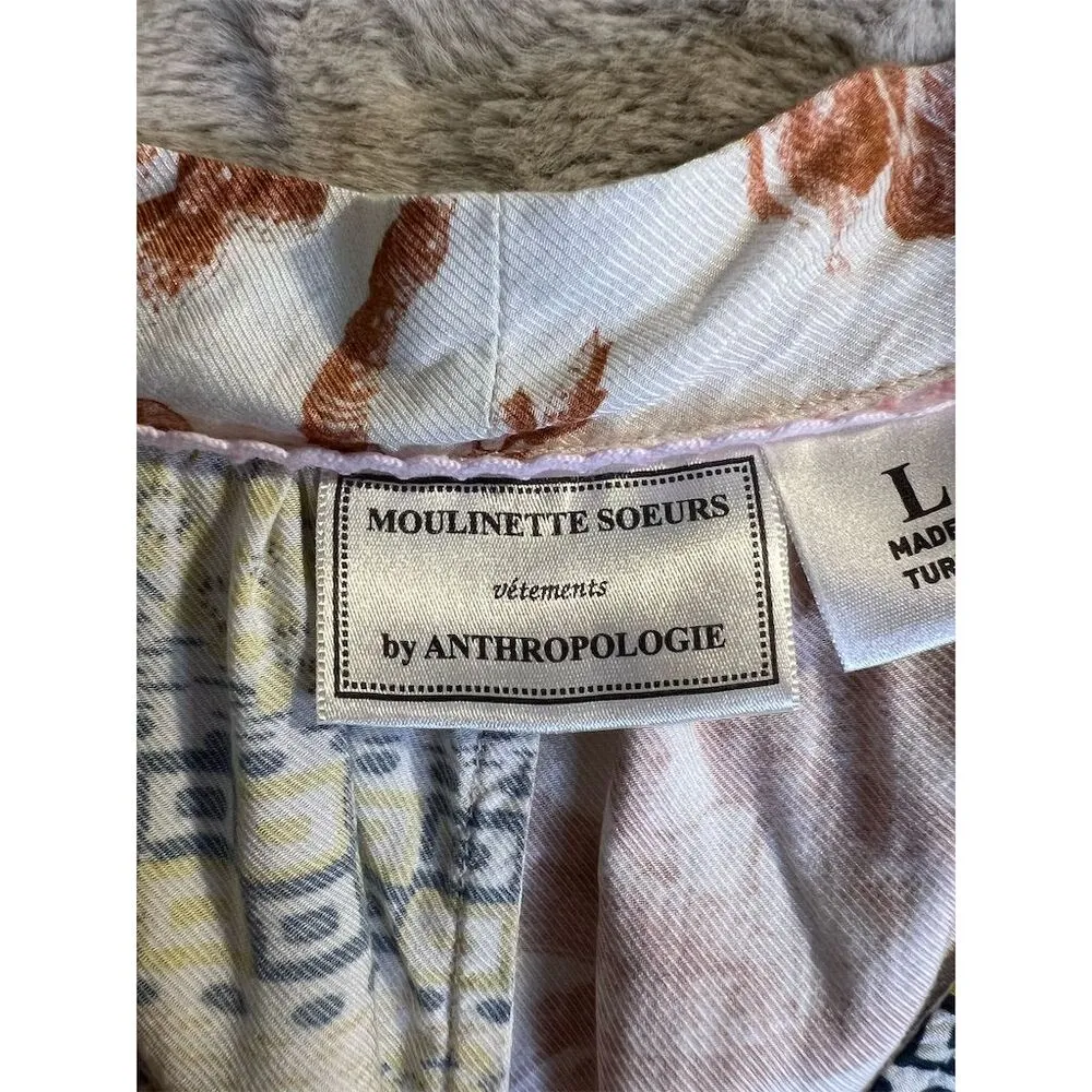 Moulinette Soeurs Women's L Patchwork Tie Neck Blouse Multicolor Tunic - Image 4