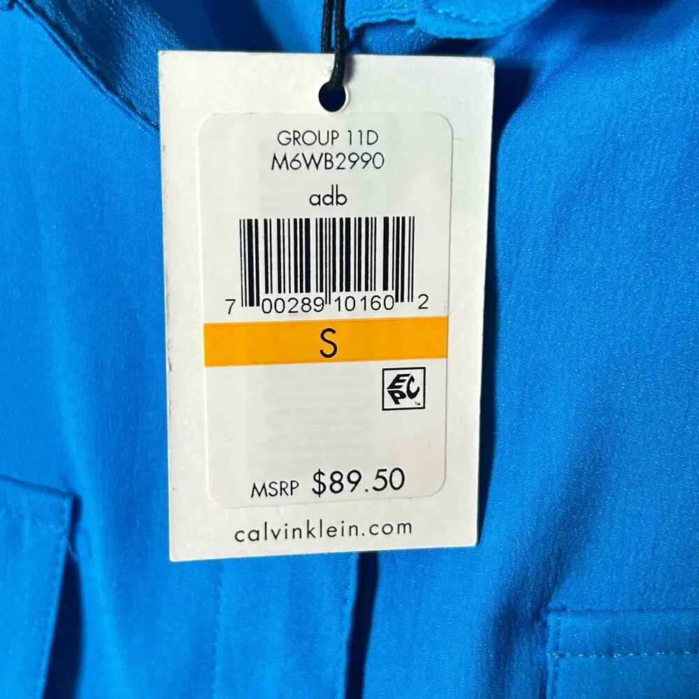 Calvin Klein Dress Womens S Blue Long Sleeve Button Down Long‎ Dress NEW - Image 7