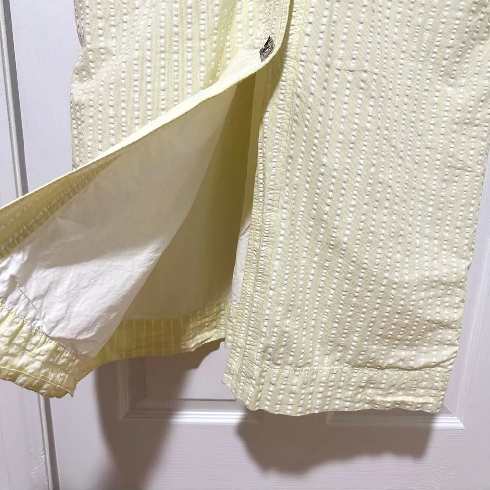 Ganni Seersucker Stripe Midi Dress Stripe Flan Size 14 Yellow - Image 11