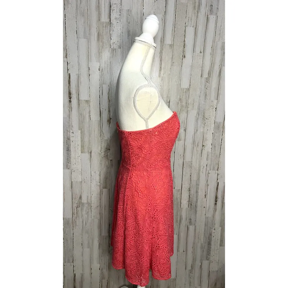 Lilly Pulitzer‎ Women's Pink Strapless Lace A-Line Dress Size 4 - Image 3