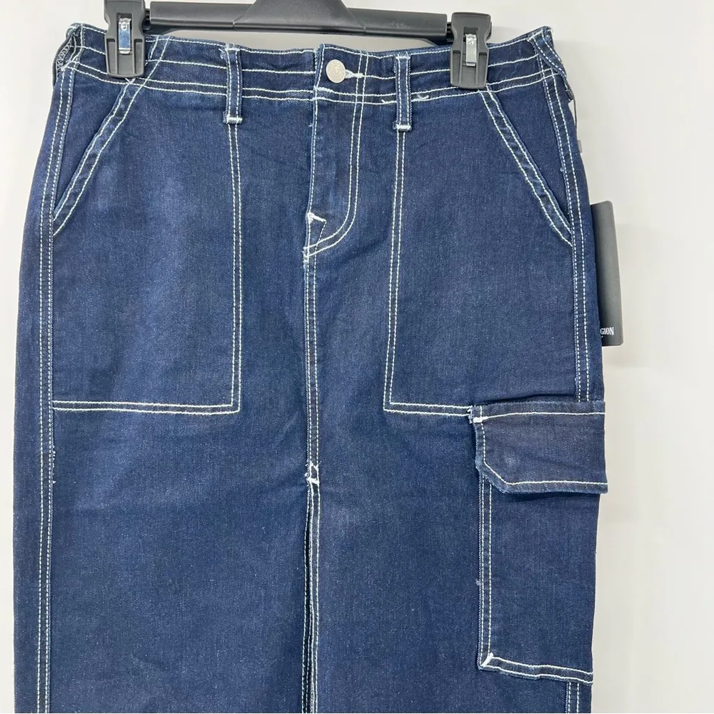 True Religion denim cargo maxi skirt size 26 NWT - Image 2