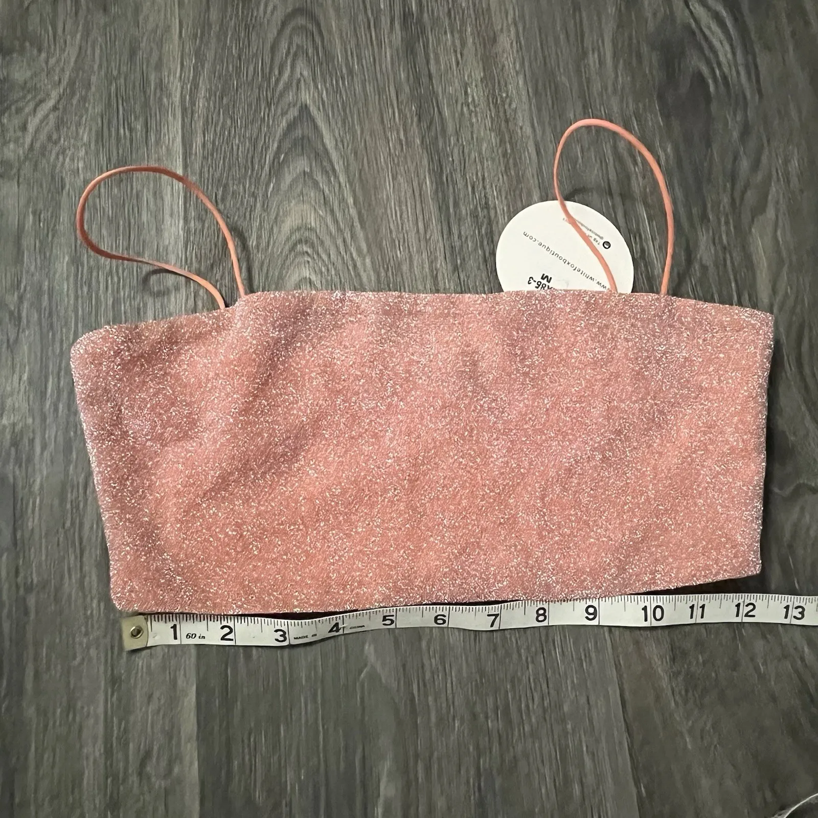 White Fox Boutique Women's Sz M  Pink Glitter Crop Top Clubwear Causing Drama - Image 2