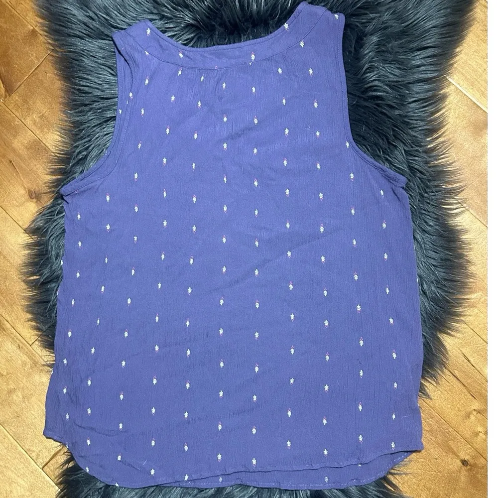 SONOMA V-Neck Tank Top Shirt Purple Mini Floral Size XL - Image 3