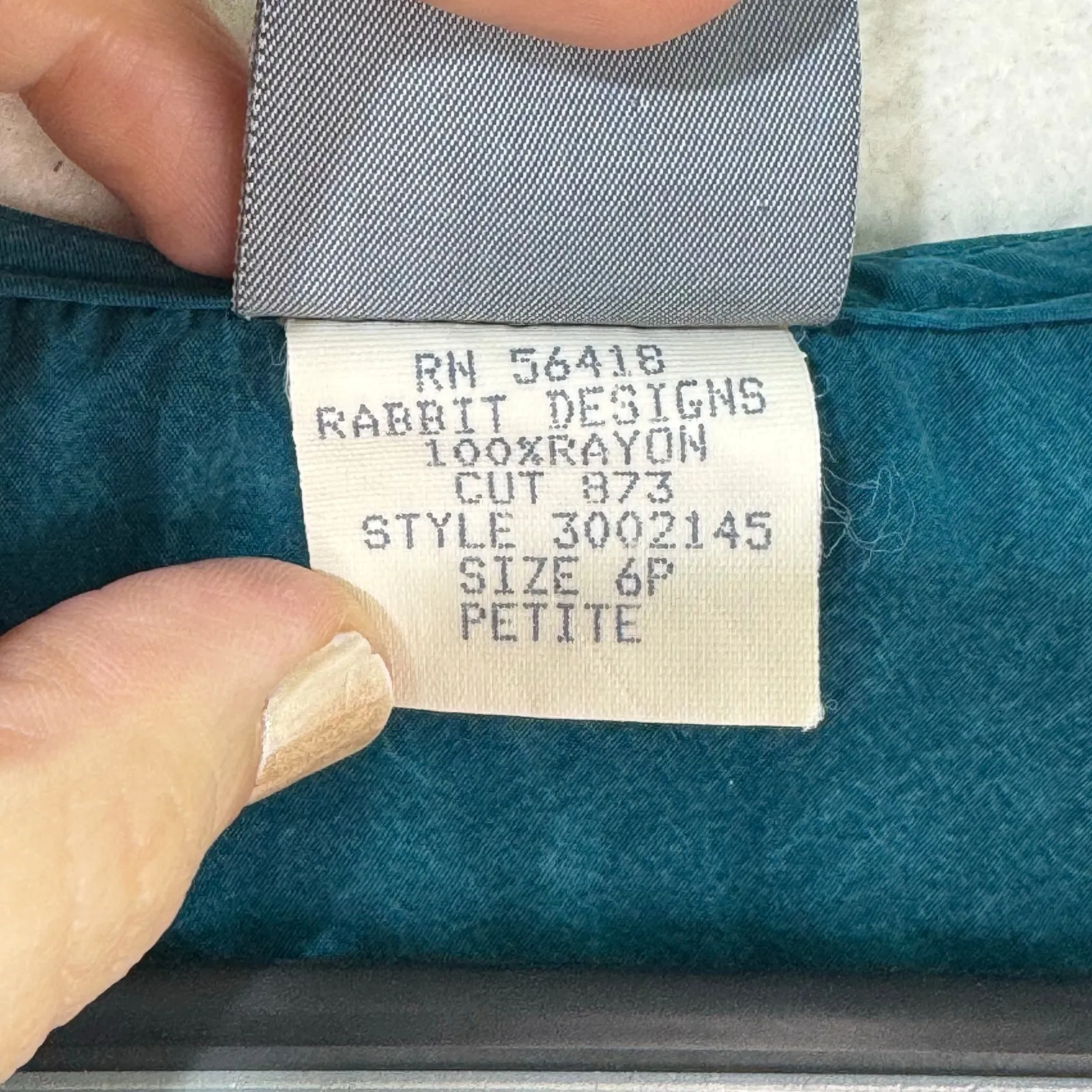 Rabbit Designs Teal Green Blouse & Tank Rayon Dress 2 Pc Set 6 Petite VTG MOB Size 6P - Image 13