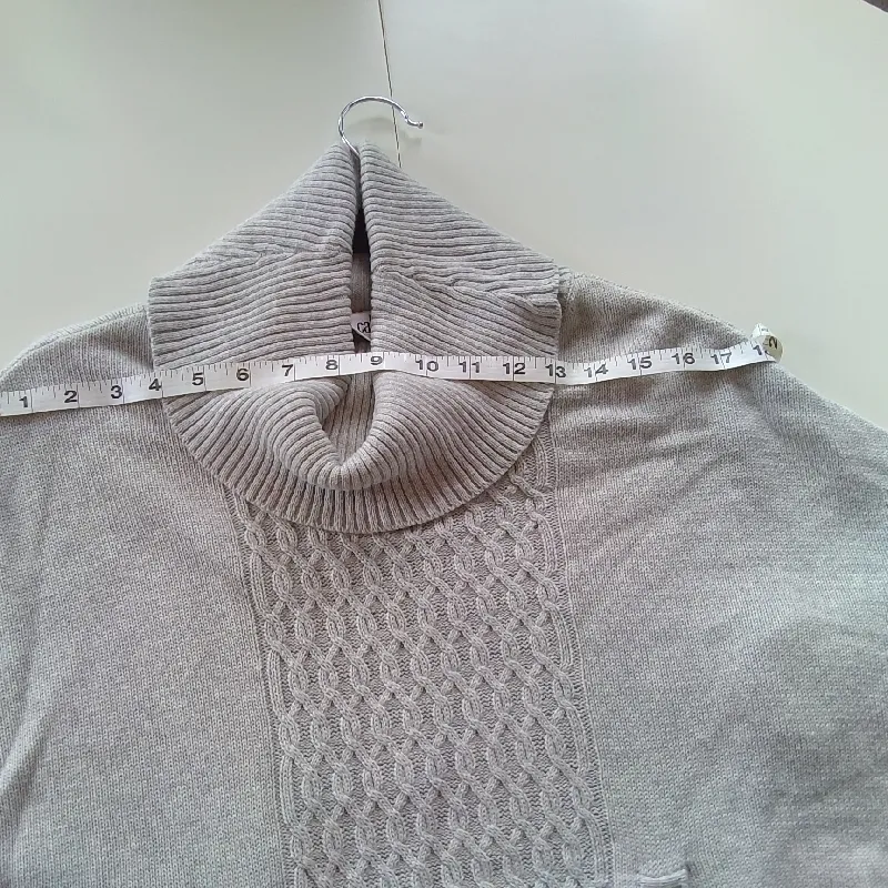 CAbi Soft And Cozy Cable Knit Light Gray Women's Poncho Sweater-size Xs - Image 5