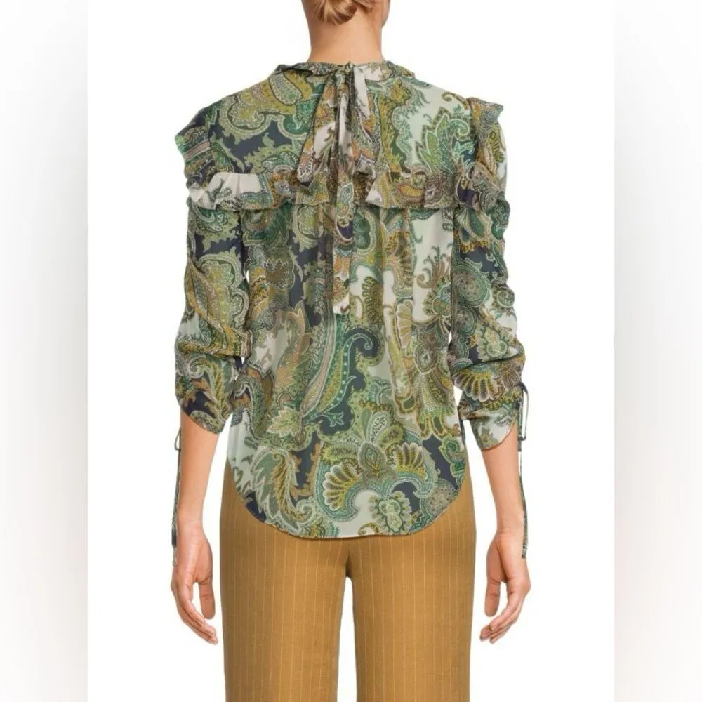 Veronica Beard NWOT Howell Floral Paisley Ruffle Silk blouse - 2 - Image 2
