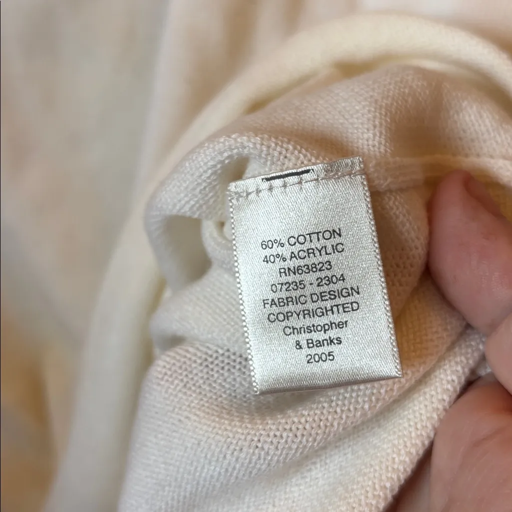 Christopher & Banks Cream Lace Detail Long Sleeve knit Top large 

FAR1223 - Image 5