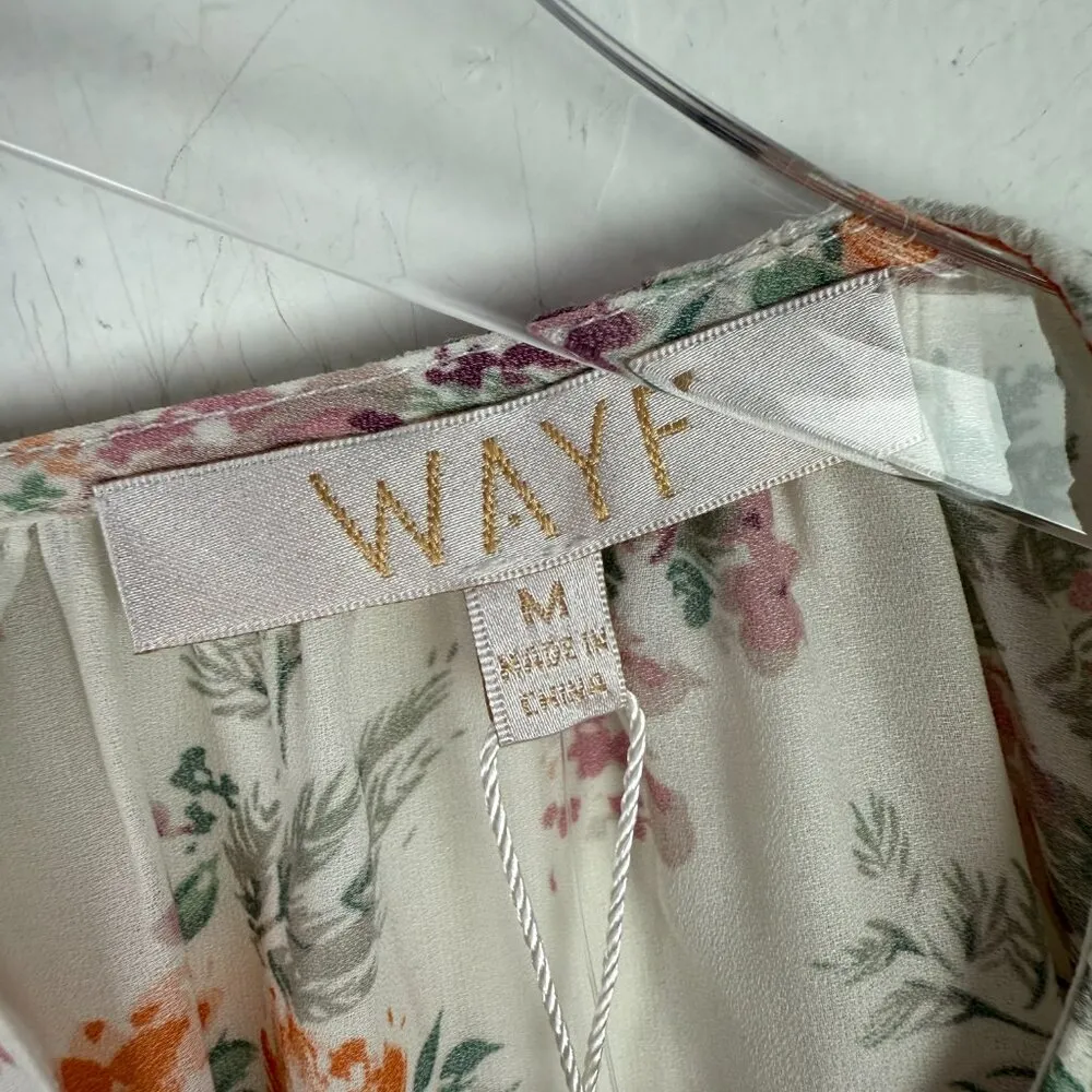 NWT  Aliso Top in Ivory Floral Long Sleeves Waist Tie Size Medium M NEW - Image 8