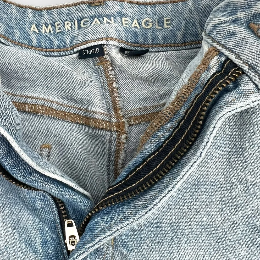 American Eagle 16 light wash denim mom jeans strigid straight leg 29" inseam - Image 3