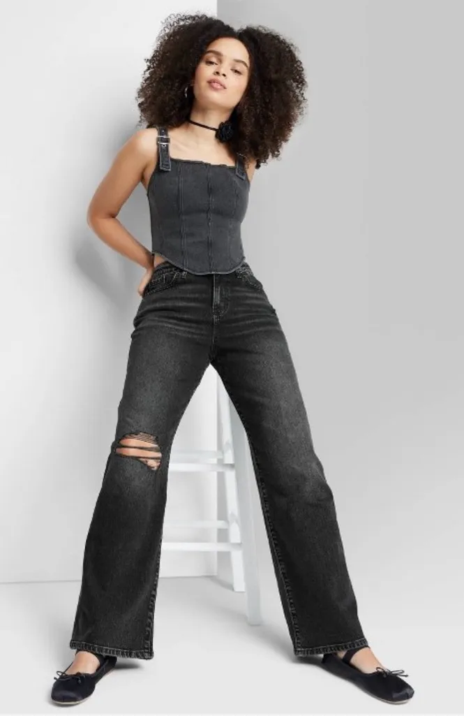 Women’s High-Rise Baggy Jeans - Black Size 00 - Image 1