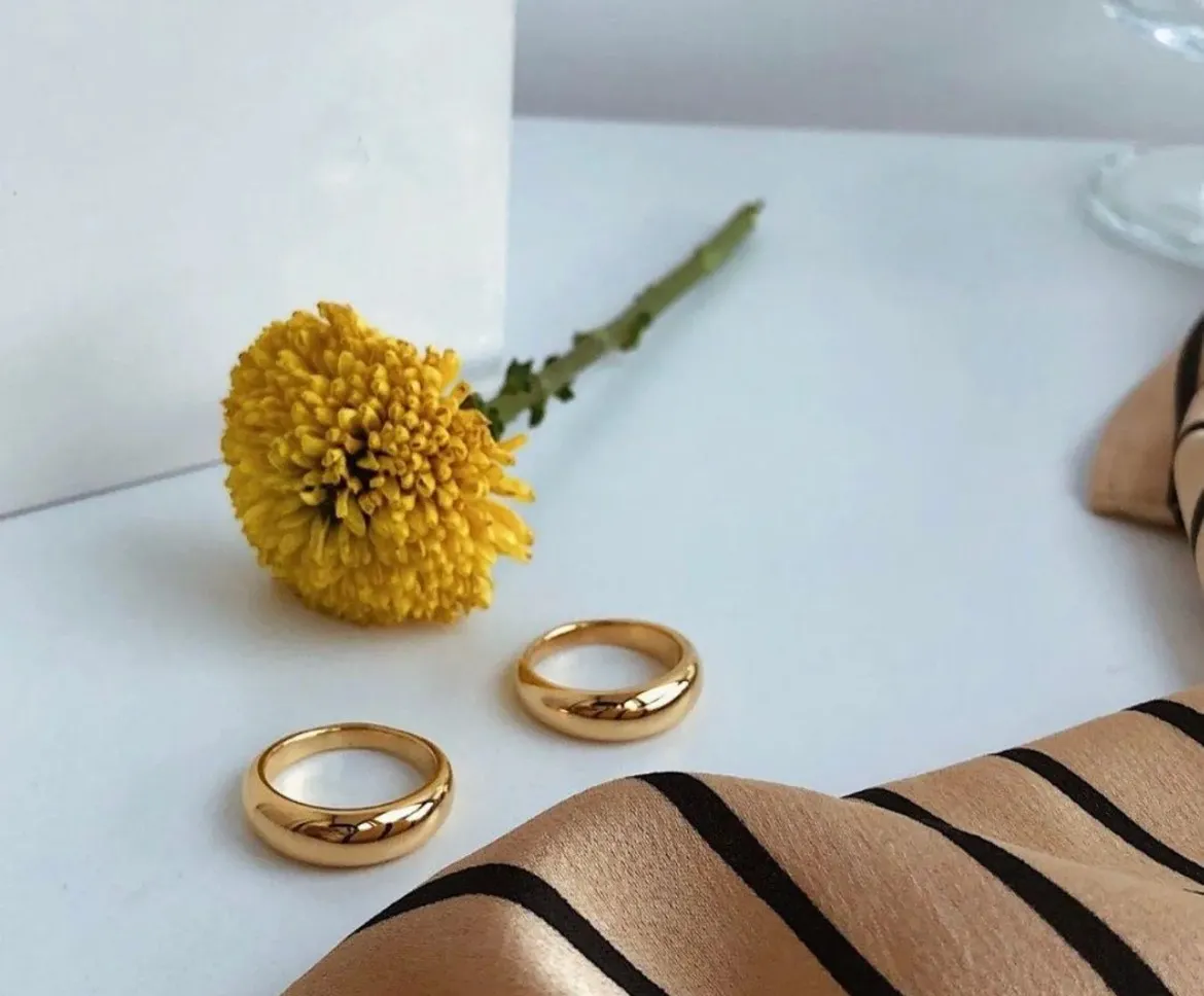 18k Non Tarnish Ring Size 6 Statement Stainless Steel Elegant Stackable Green - Image 4