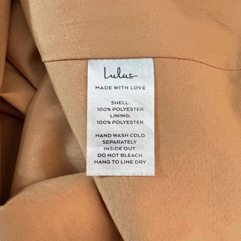 Lulu’s Chic Peak Light Orange gold Satin Sleeveless Shift Dress size small - Image 11