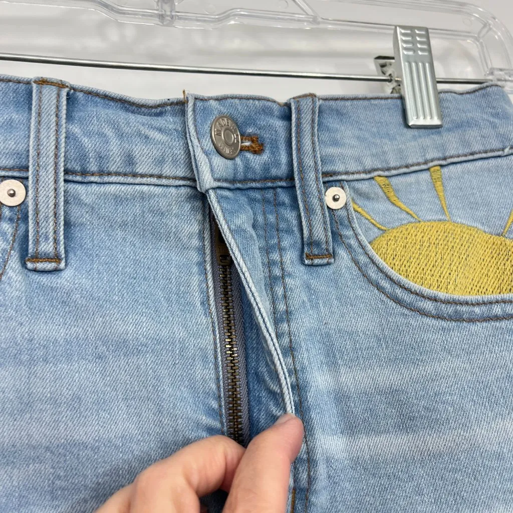 Madewell Size 24 Blue High Rise Embroidered Cutoff Denim Jean Shorts - Image 2