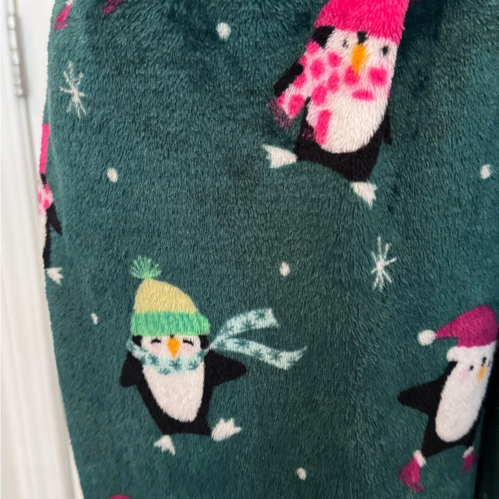 Joyspun 2X Christmas Penguin Winter Plush Pajama Pants — Ultra Soft Fleece Lounge Green Size XXL - Image 3