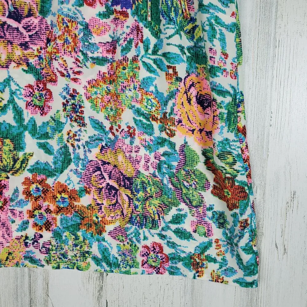 NWT Color Block Floral Printed Fringed Racerback Tank Top Women's Size Large - Image 7