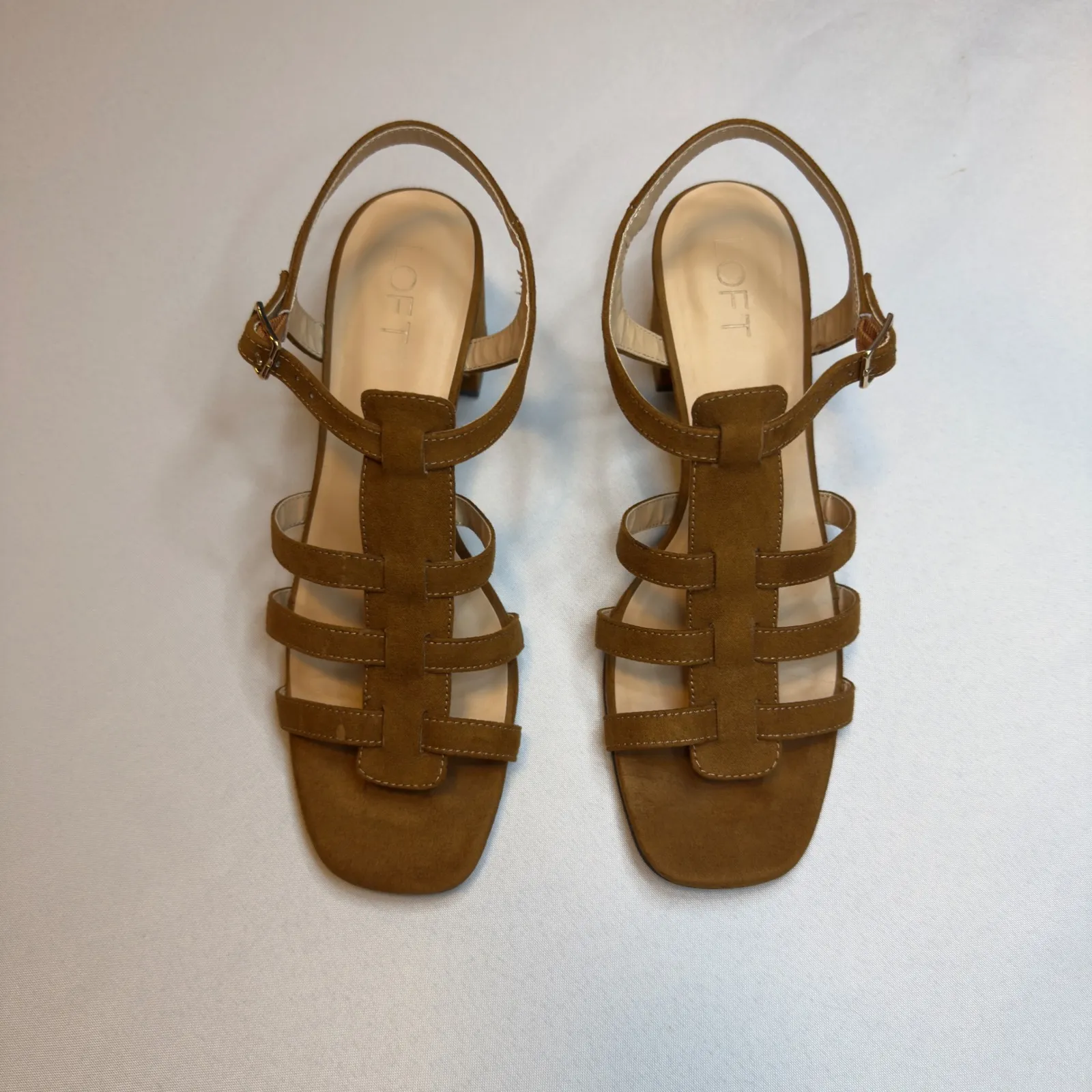 LOFT Fisherman's Sandals Womens Brown Faux Suede Gladiator Block 1 3/4" Heel 9.5 - Image 2