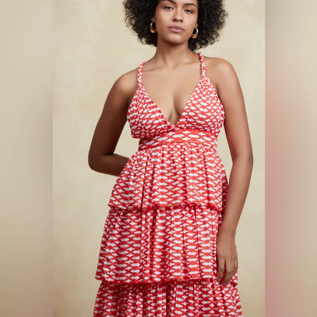 Rose’Garden NEVADA MAXI DRESS CAPRI RED Size M - Image 4