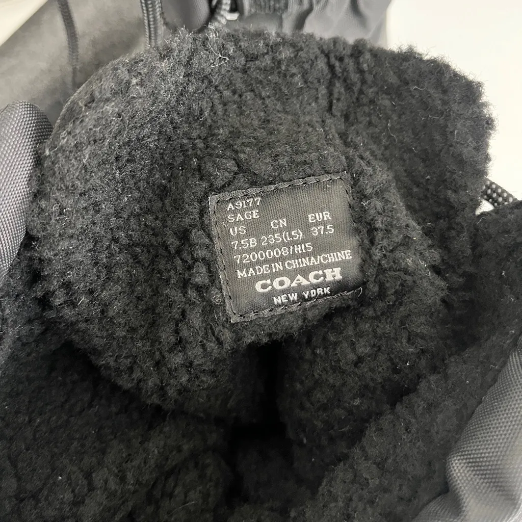 Coach Black Nylon and Leather ‘Sage’ Fleece-Lined Lace Up Winter Boots, Size 7.5 - Image 7