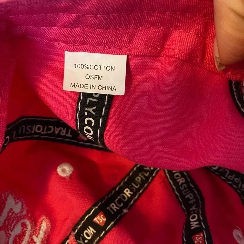 Woman’s Tractor Supply‎ Adjustable Hat Pink with White Stiching - Image 6