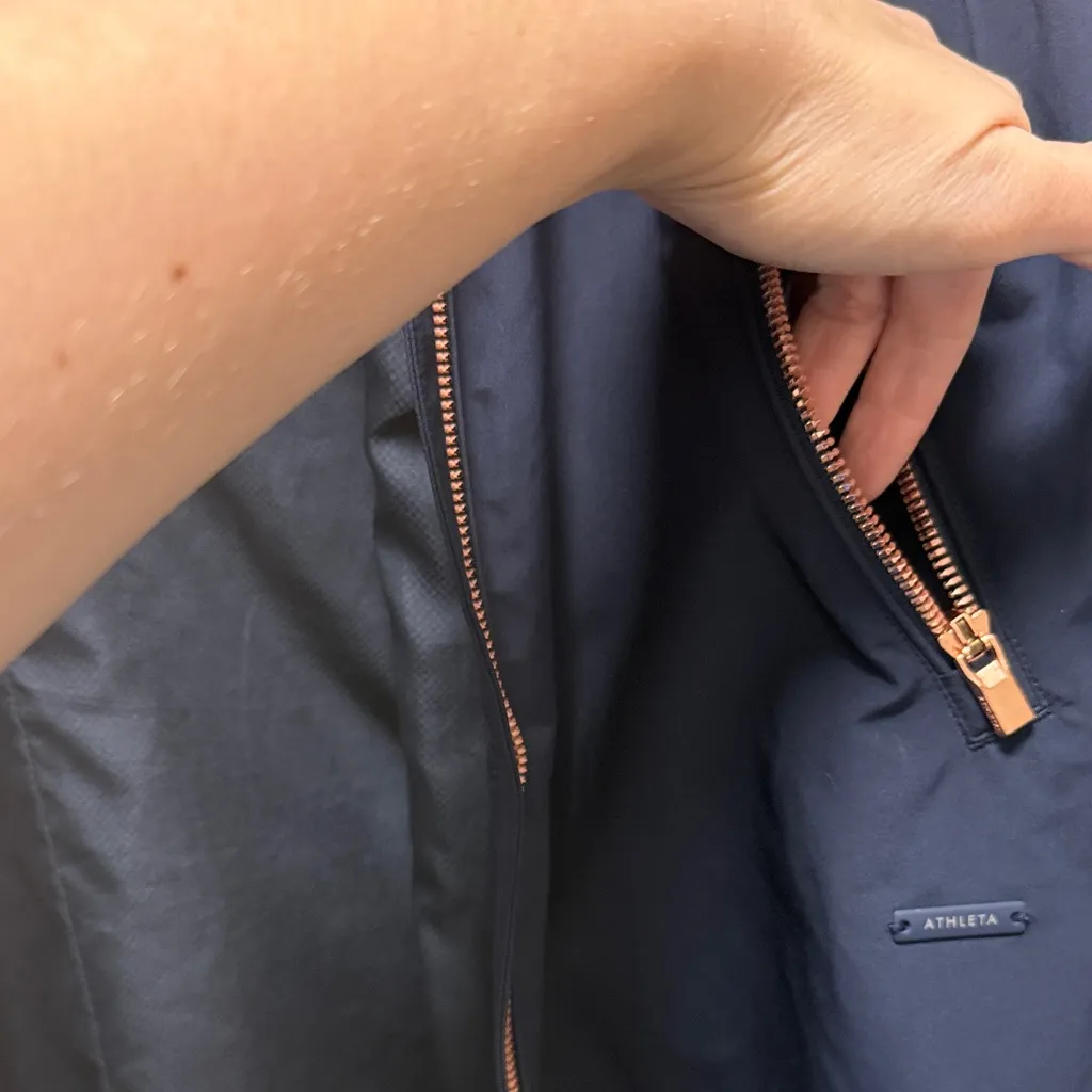 Women's Navy Blue Jacket with rose gold hardware - Image 7