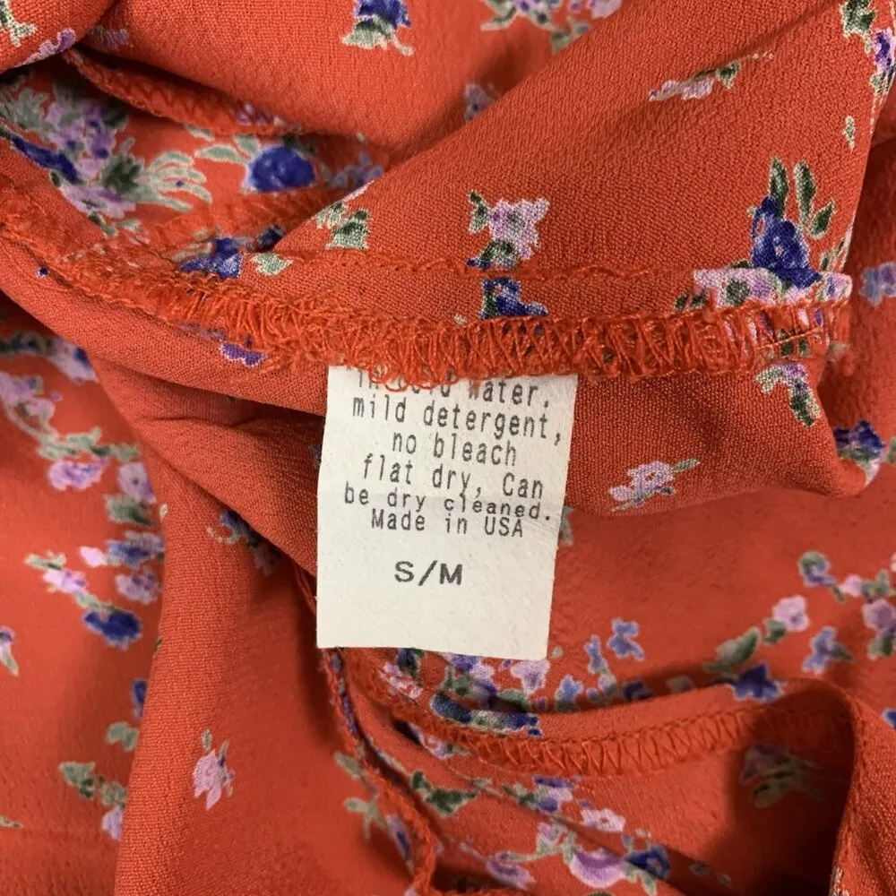Lisakai Red Floral Ruffle Hem High Waisted Flowy Shorts S M USA Boho Cottagecore - Image 4